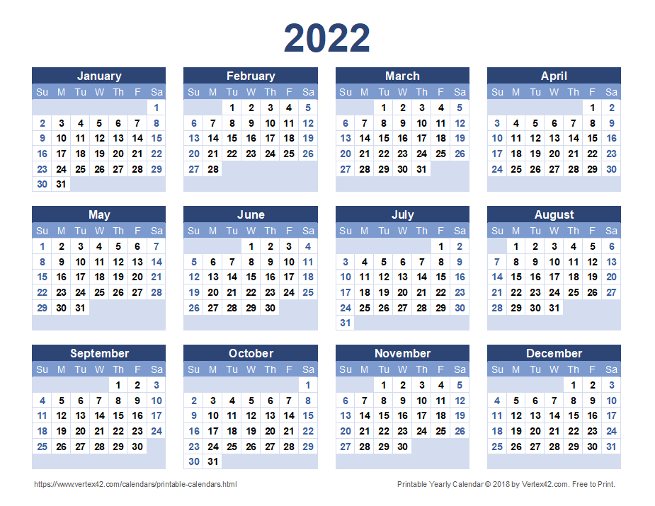 2022 Calendar Templates And Images  Editable 2022 Calendar Printable