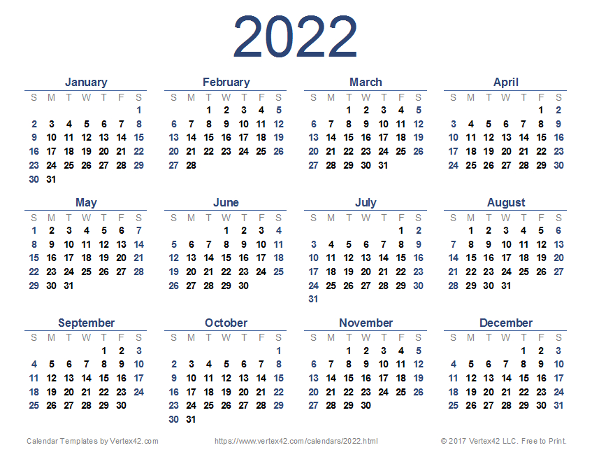 2022 Calendar Templates And Images  Printable Calendar 2022 Blog