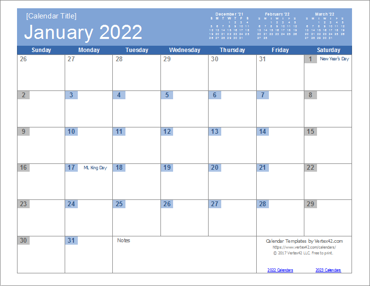 2022 Calendar Templates And Images  Word Calendar For 2022