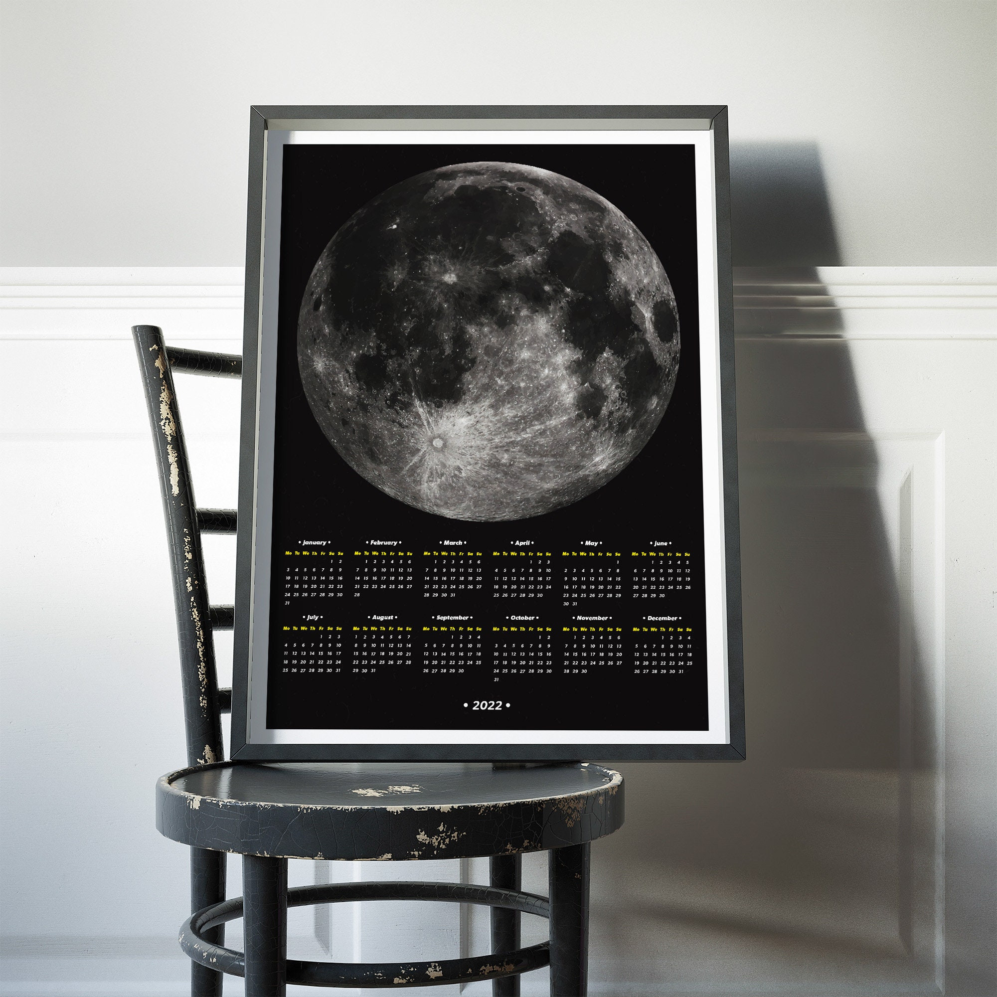 2022 Calendar With Full Moon Unframed At A Glance Yearly  Full Moon Calendar 2022 Montreal