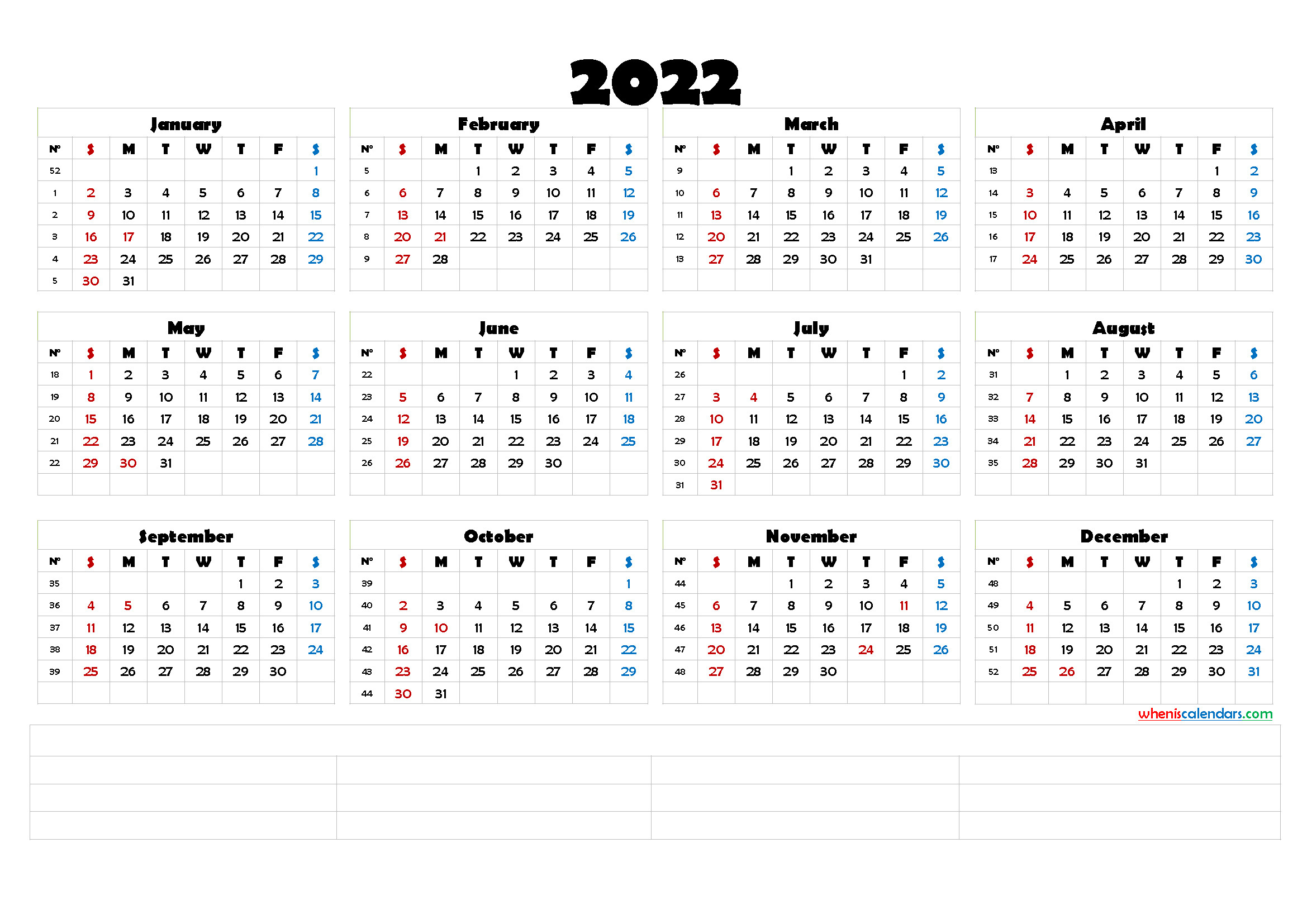 2022 Calendar With Week Numbers Printable [Premium Templates]  2022 Calendar Printable Monday Start