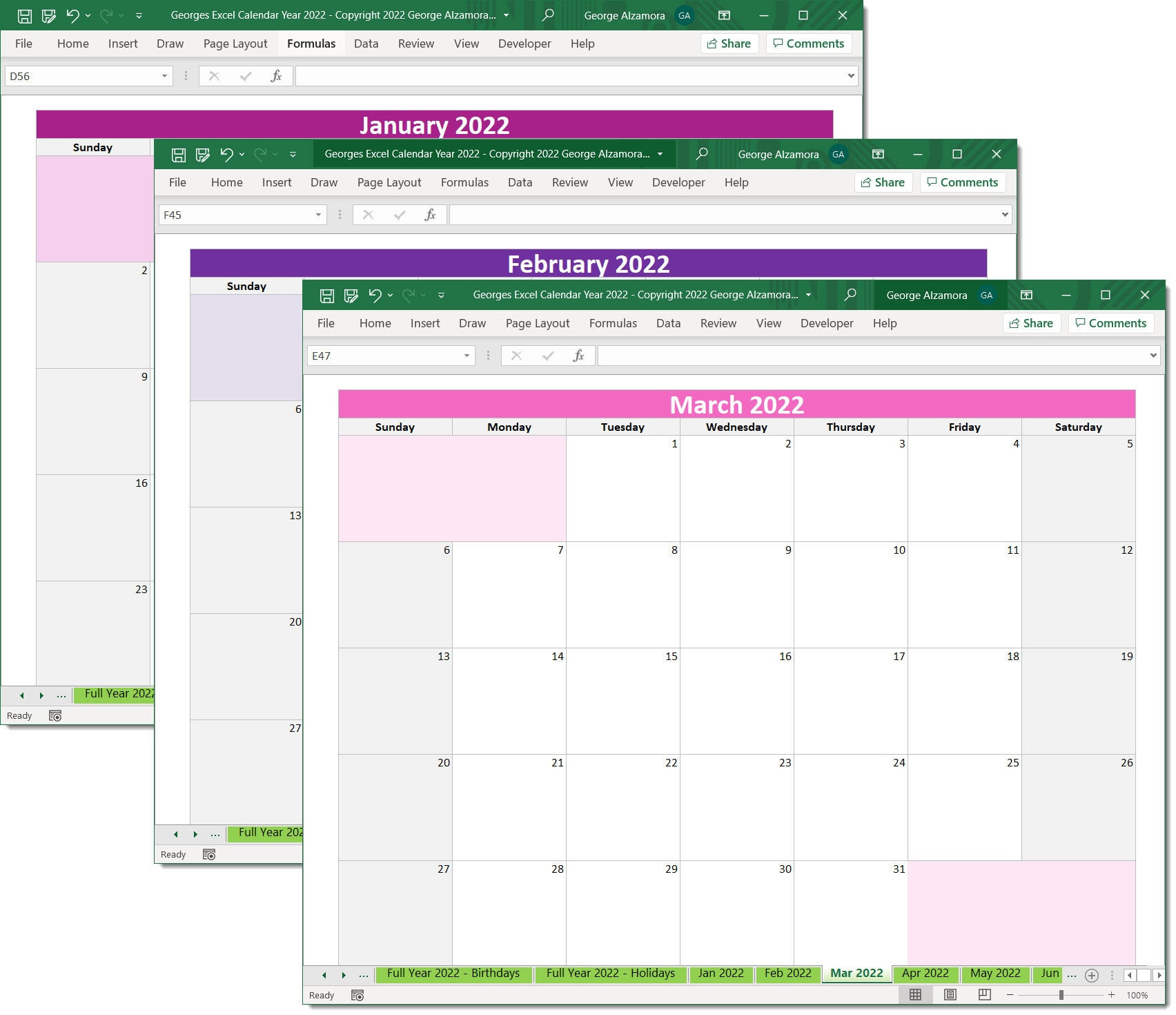 2022 Calendar Year Printable Planner Excel Templates 2022  8 1/2 X 11 Printable Calendar 2022