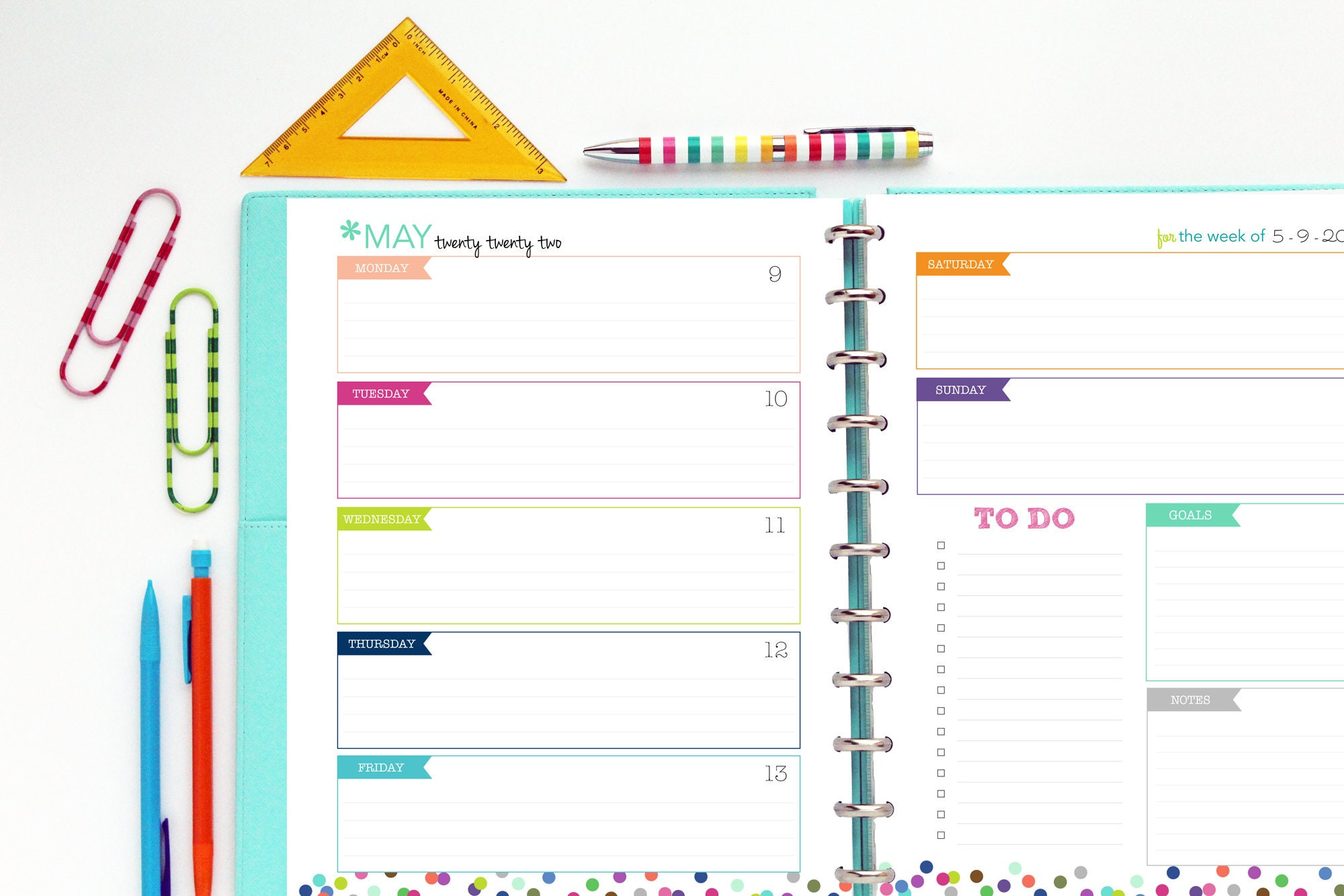 2022 Daily Planner // Printable Planner Inserts Pdf  Free Printable Daily Calendar 2022