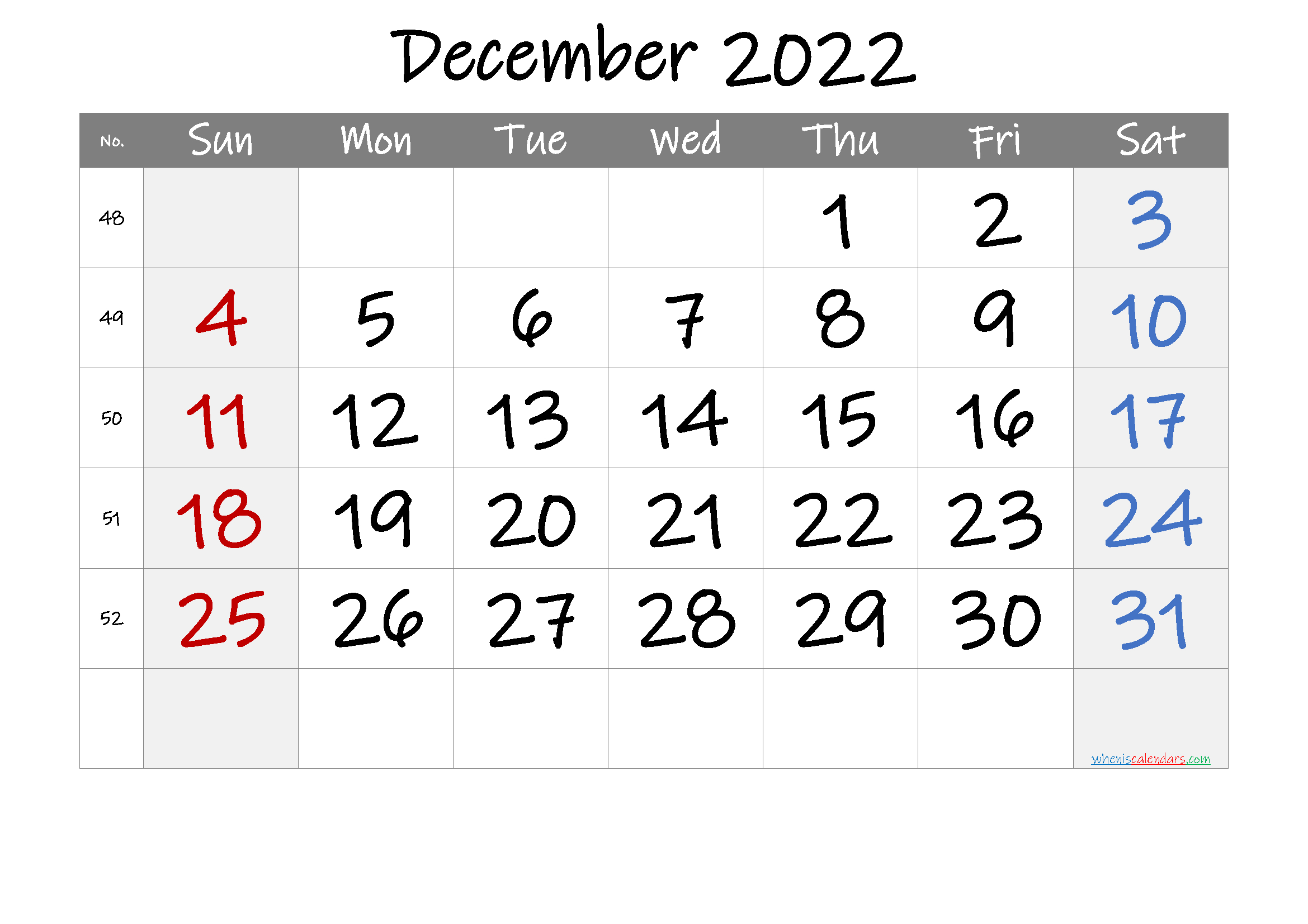 2022 December Free Printable Calendar [Free Premium  Free Printable Calendar 2022 December
