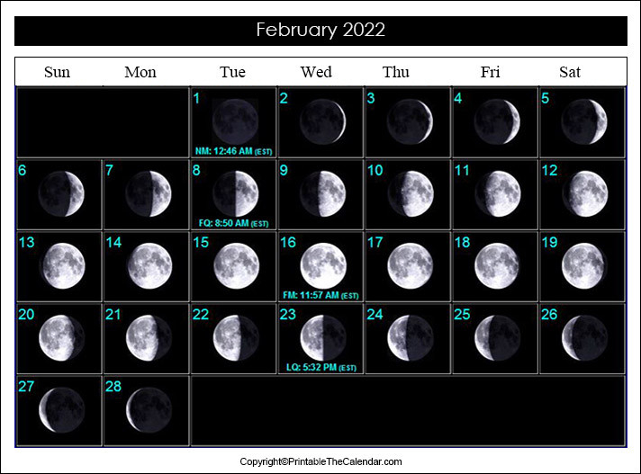 2022 February Full Moon Calendar Printable The Calendar  Full Moon Calendar 2022 California