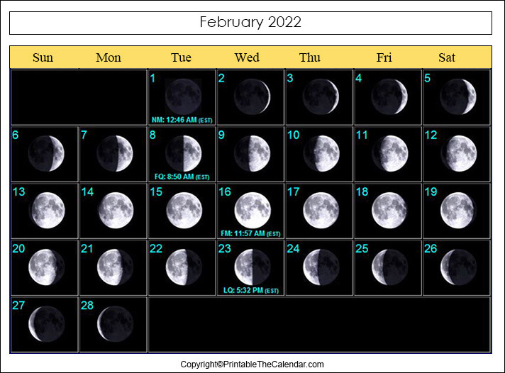 2022 February Full Moon Calendar | Printable The Calendar  Full Moon Calendar 2022 Germany
