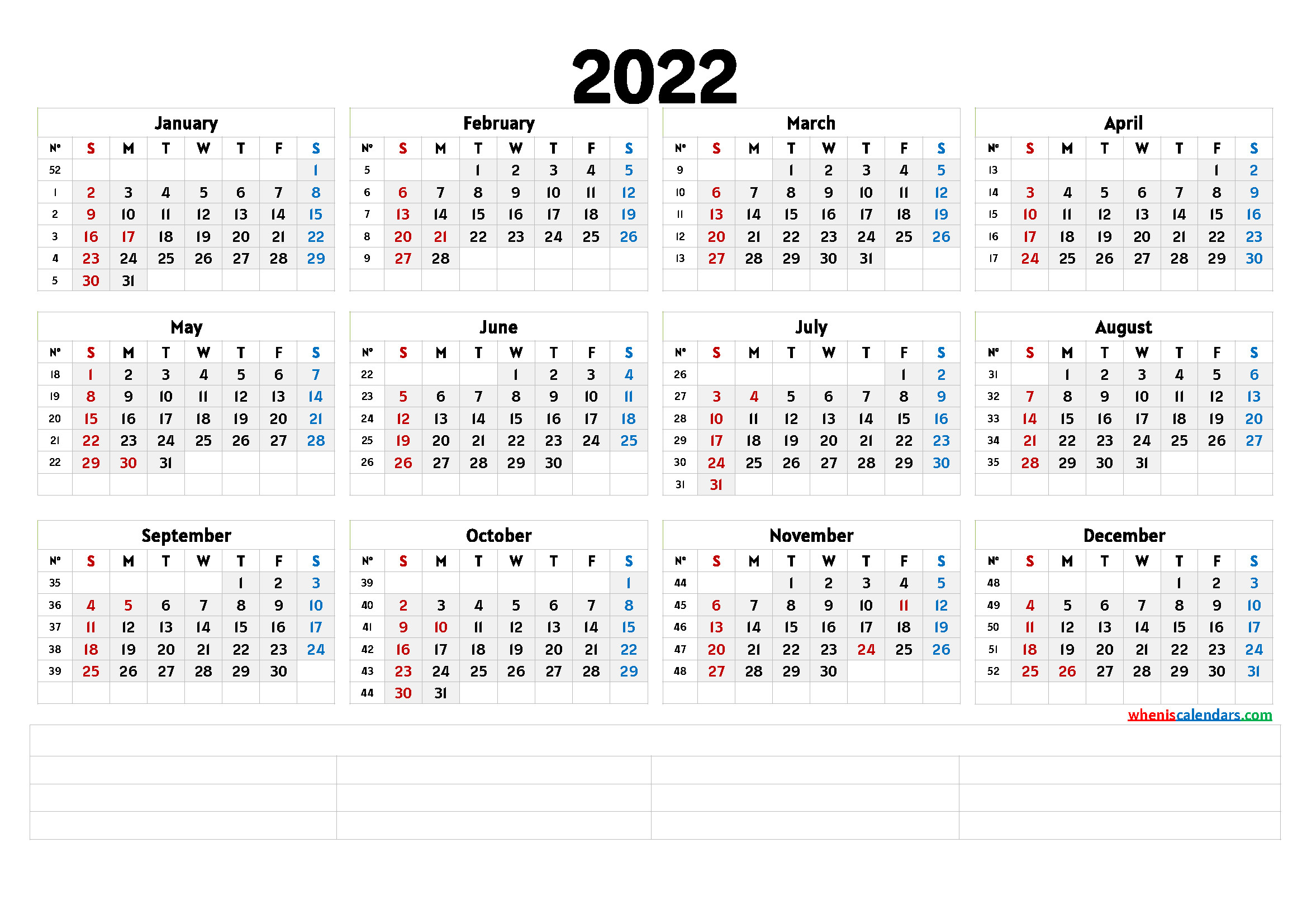 2022 Free Yearly Calendar Template Word - 2022 Calendar  Online Free Printable Calendar 2022