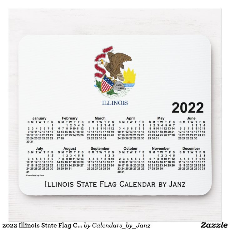 2022 Illinois State Flag Calendarjanz Mouse Pad  Calendar 2022 Custom