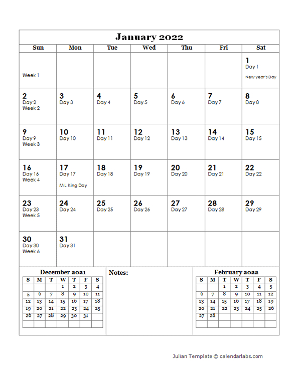 2022 Julian Day Calendar - Free Printable Templates  Julian Calendar 2022 Quadax