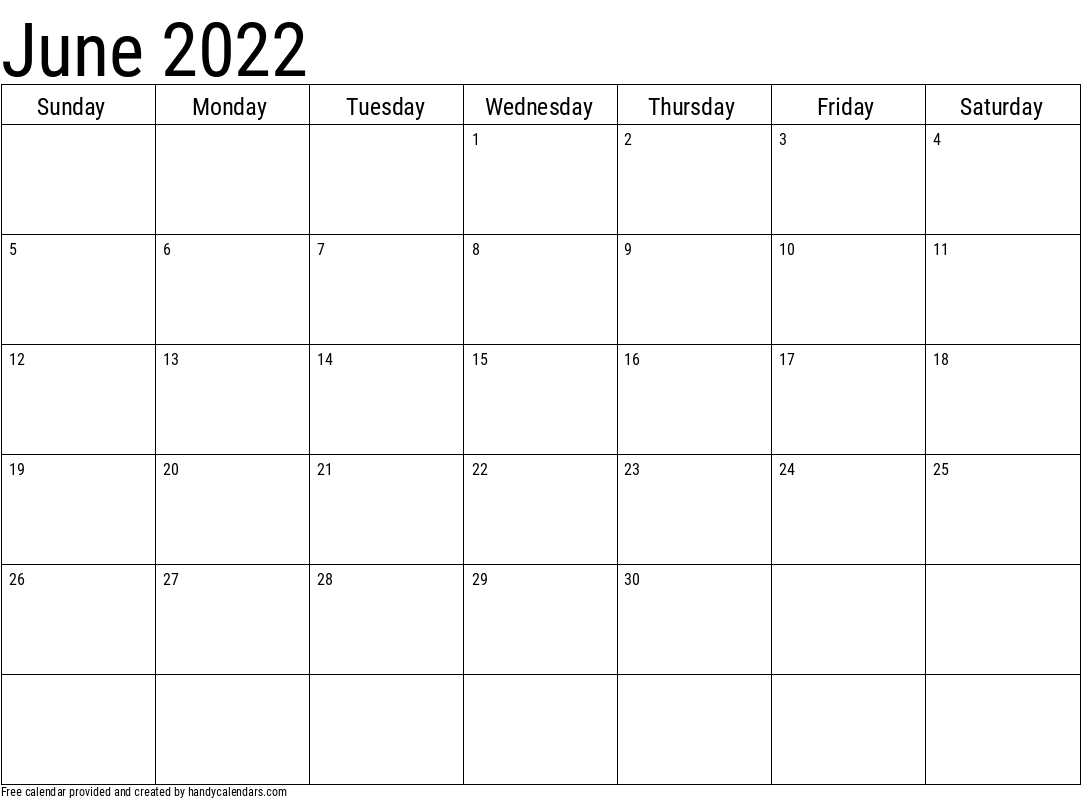 2022 June Calendars - Handy Calendars  Calendar 2022 January To June