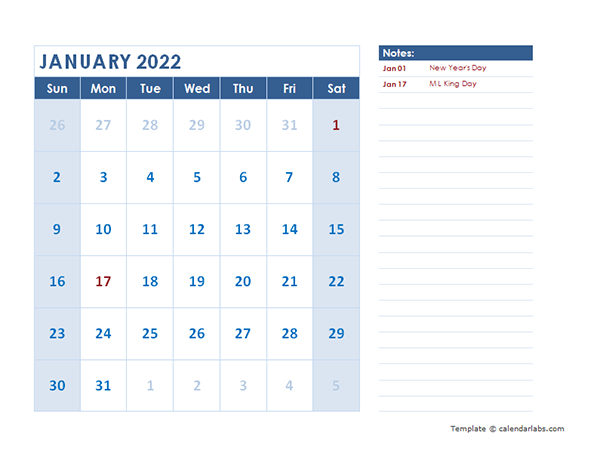 2022 Monthly Calendar Template Landscape - Free Printable  Quarterly Calendar For 2022