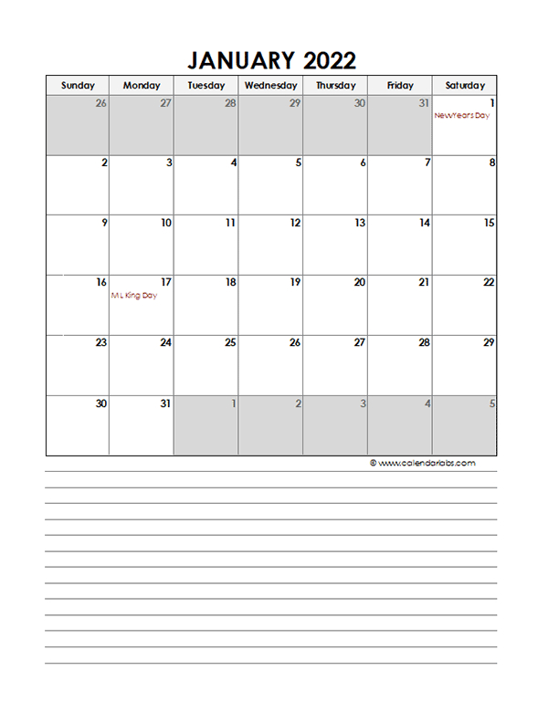 2022 Monthly Excel Template Calendar - Free Printable  Free Calendar Template 2022 Google Sheets