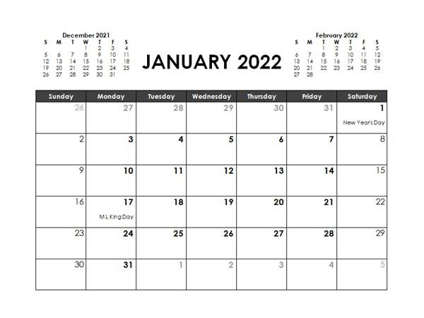 2022 Monthly Planner Word Template - Free Printable Templates  2022 Calendar Printable Word Document