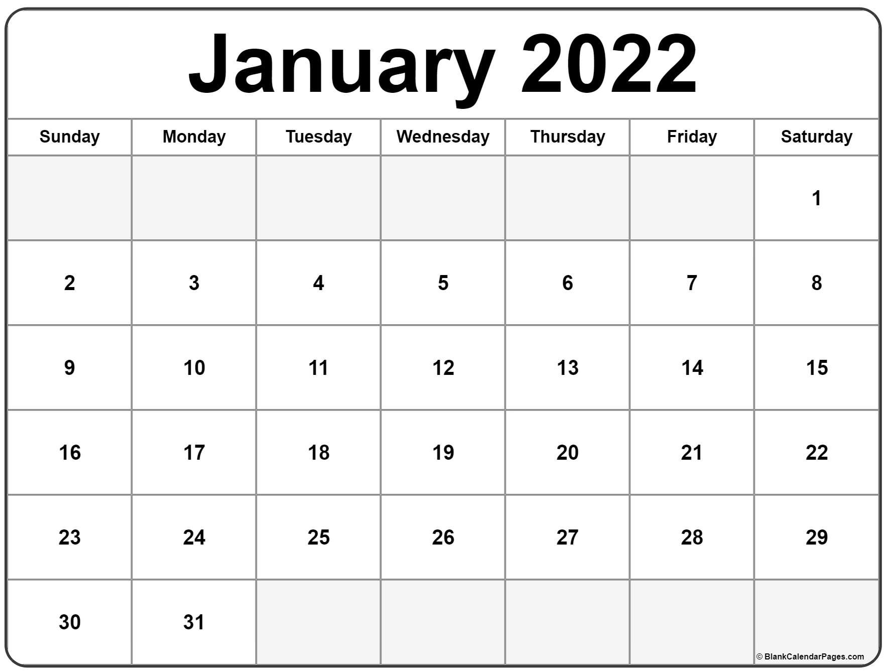 2022 Monthly Printable Calendars | Free Letter Templates  Printable Calendar January 2022 To December 2022