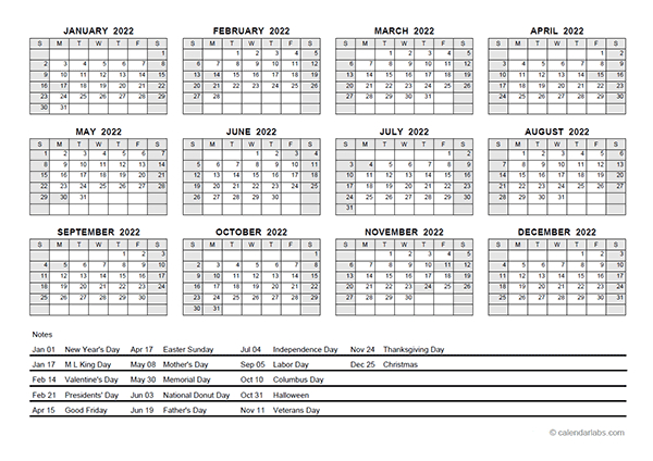 2022 Pdf Yearly Calendar With Holidays - Free Printable  Printable Calendar 2022 Singapore