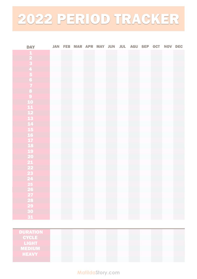 2022 Period Tracker Calendar, Free Printable Pdf, Jpg  2022 Calendar Printable Pastel