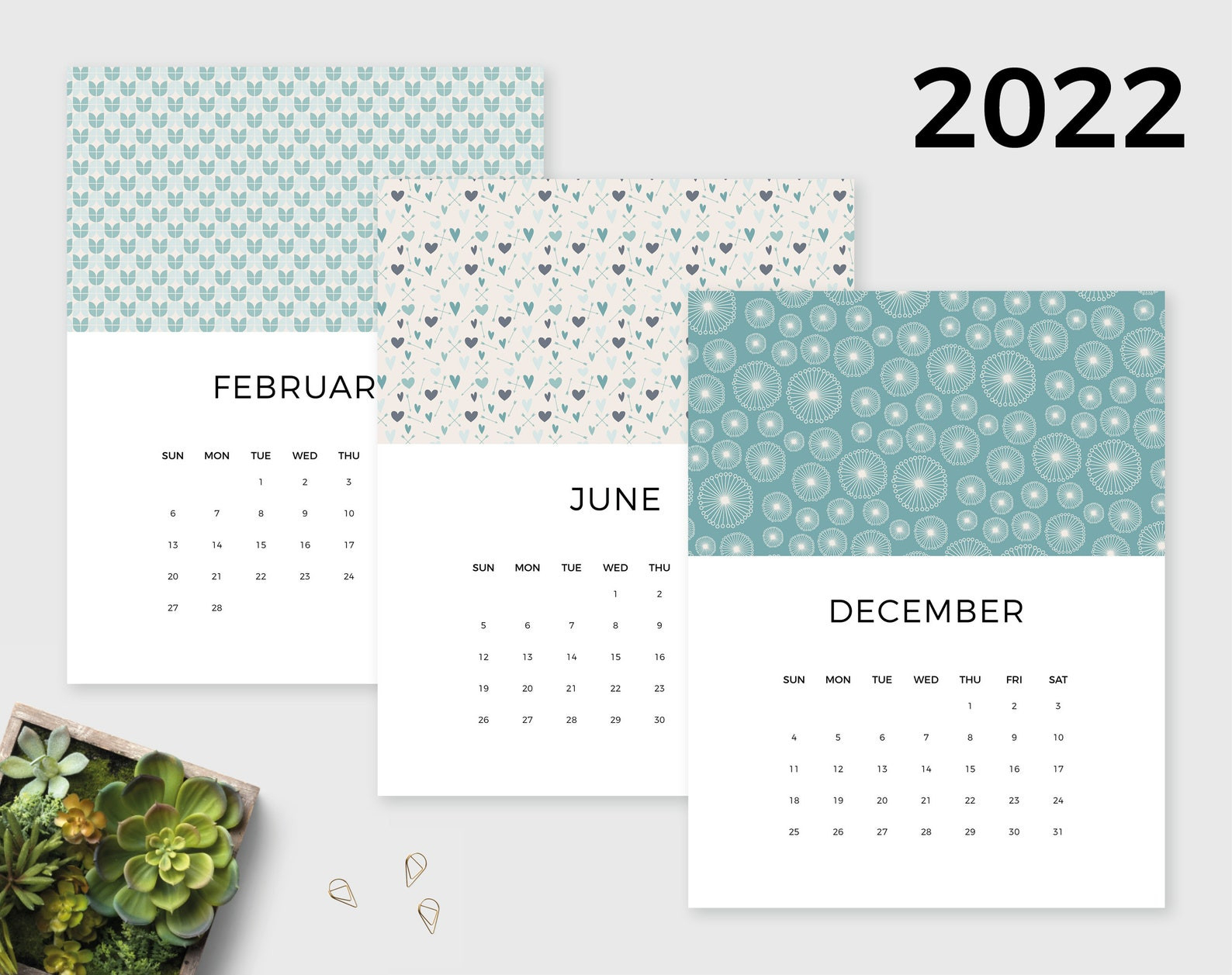 2022 Printable Calendar A4 &amp; Letter Size Aqua Dreams | Etsy  A4 Size Printable Calendar 2022