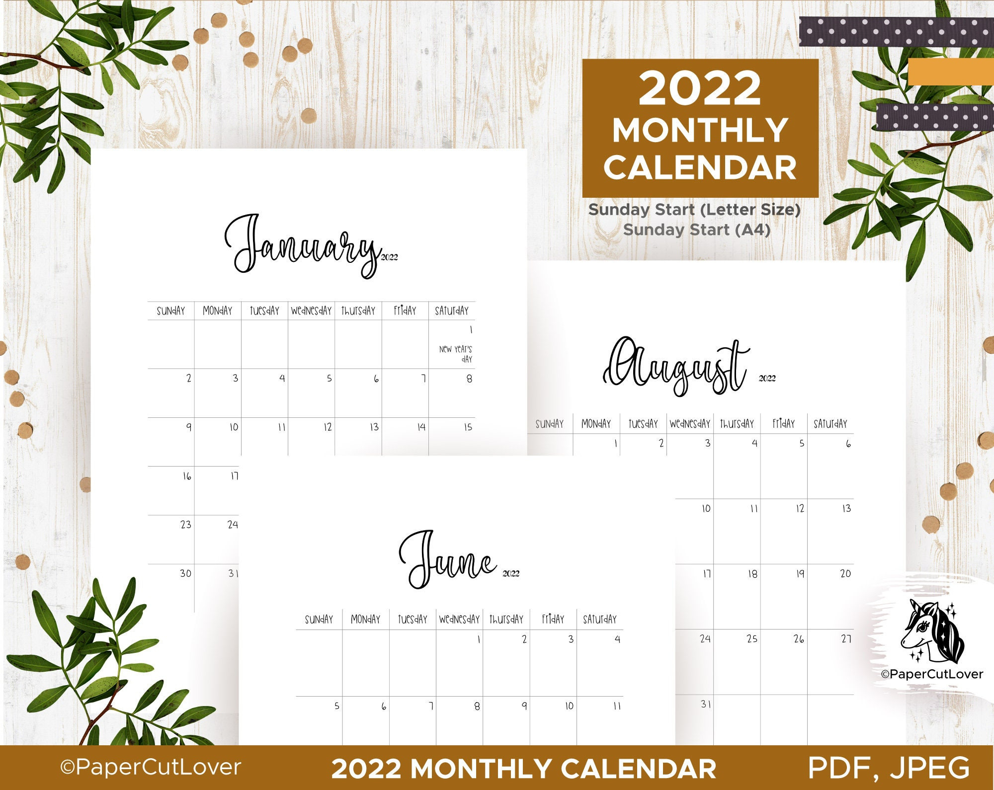 2022 Printable Calendar Pdf Letter Size &amp; A4 Template  A4 Size Printable Calendar 2022