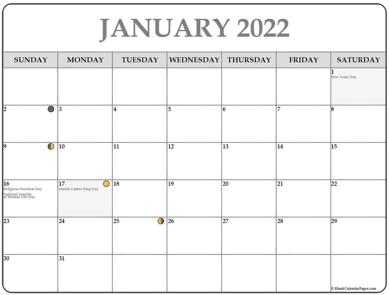 2022 Printable Monhtly Calendar With Full Moons | February  Printable Full Moon Calendar 2022