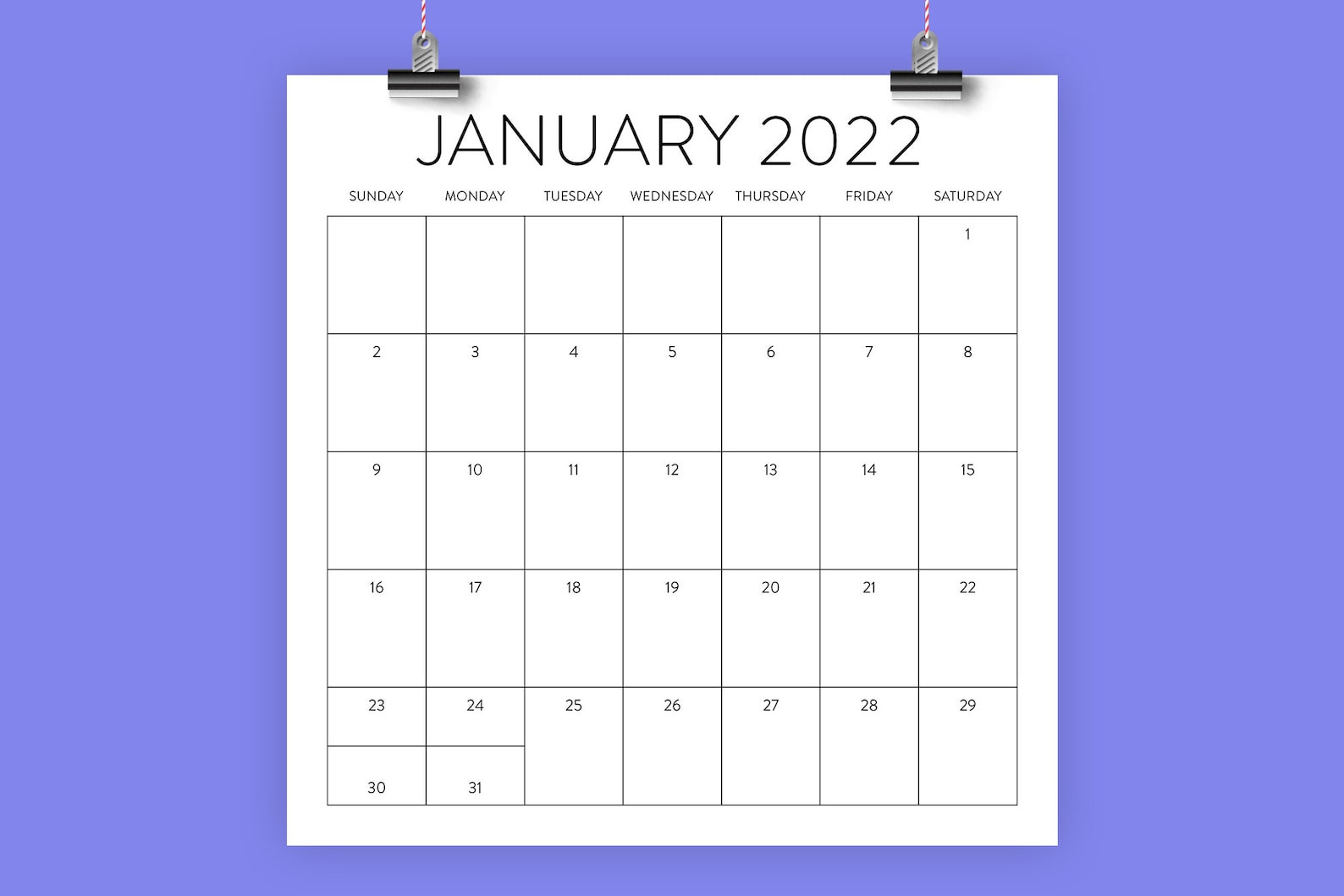 2022 Square Calendar Template Instant Download Modern | Etsy  Free Printable Calendar 2022 Small