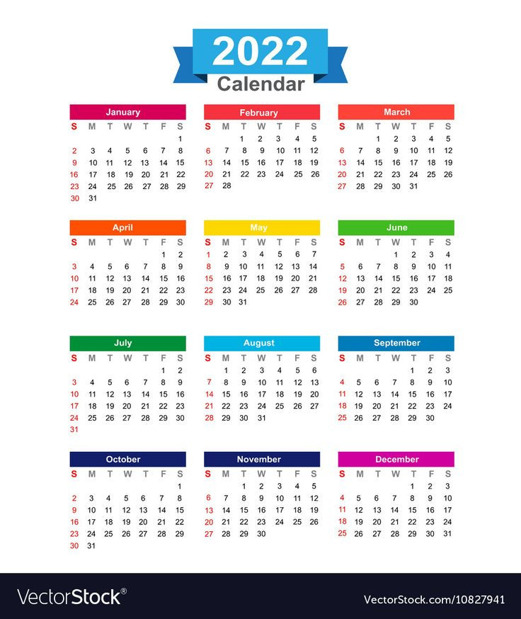 2022 Year Calendar Isolated On White Background Eps10  2022 Yearly Free Printable 2022 Calendar On One Page