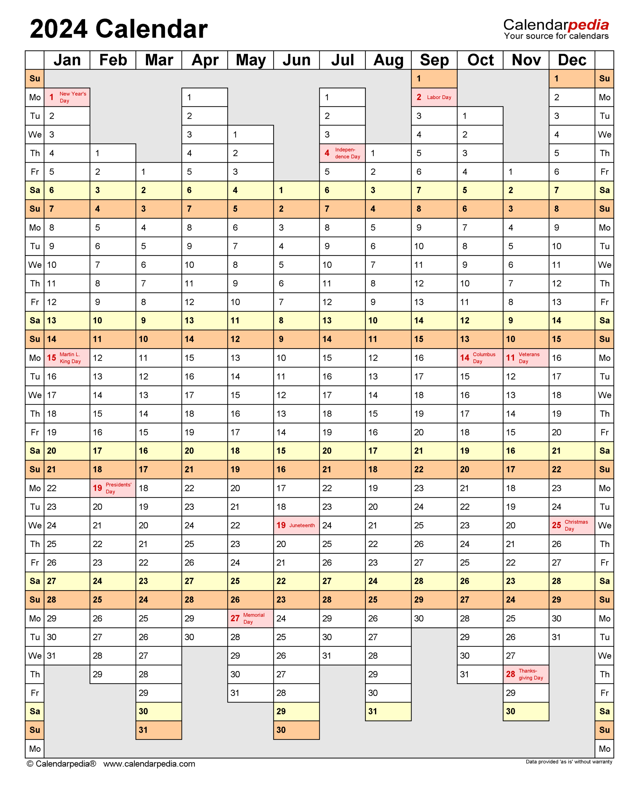 2024 Calendar - Free Printable Excel Templates - Calendarpedia  2022 Calendar Template Excel Free Download