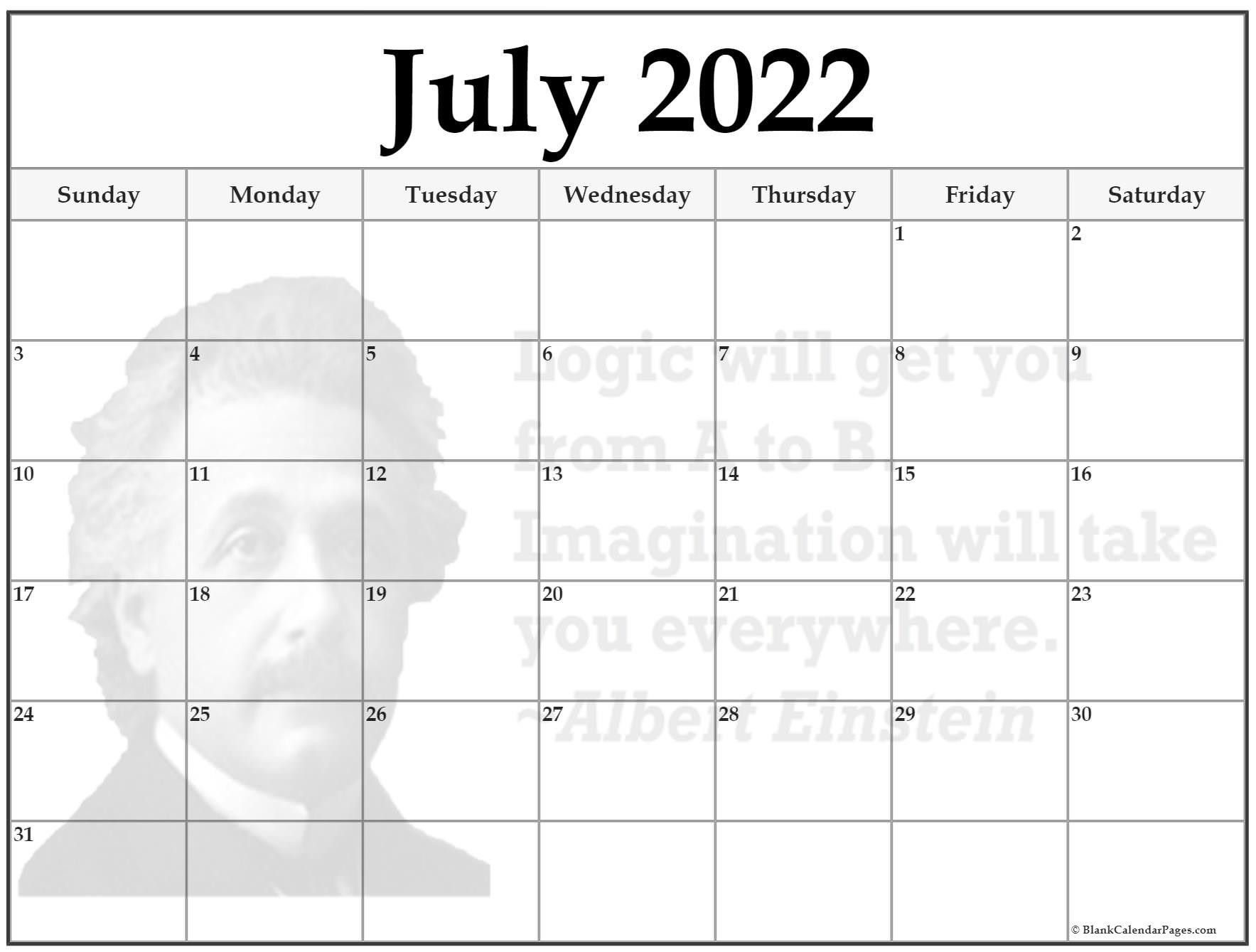 24+ July 2022 Quote Calendars  Printable Calendar 2022 With Quotes