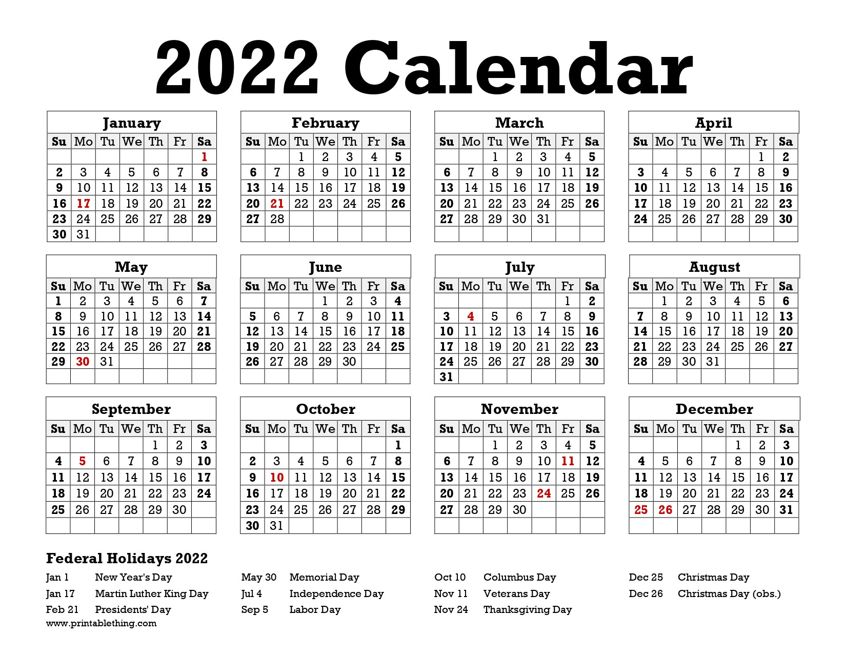 Free Monthly Calendar Template 2022 Portrait - Template Calendar Design