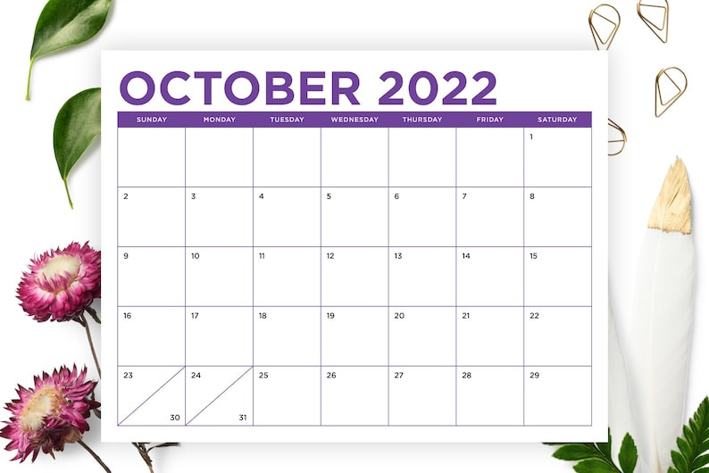 8.5 X 11 Inch Color 2022 Calendar Template Instant  Lunar Calendar 2022 Template
