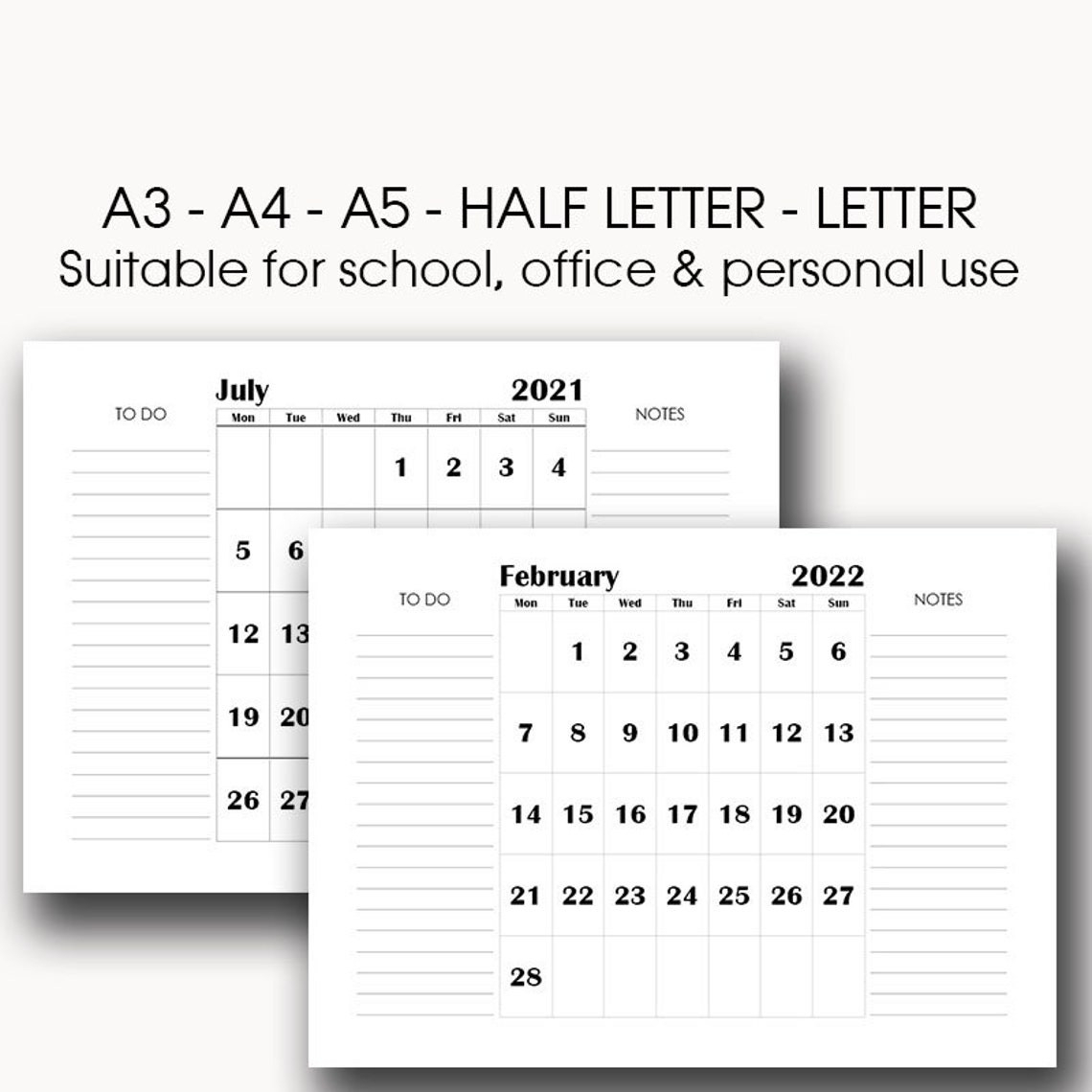 A3 Desk Calendar 2022 Printable Wall Calendar 2022  2022 Calendar Printable A3