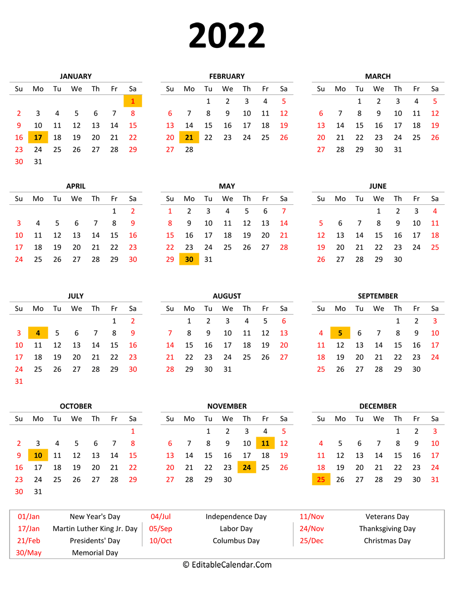 A3 Printable Calendar 2022 | Printable Calendar 2021  A4 Size Printable Calendar 2022