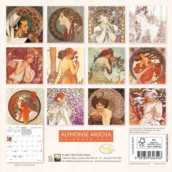 Alphonse Mucha Mini Wall Calendar 2022 (Art Calendar  Next Advent Calendar 2022