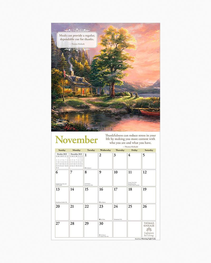 Andrews Mcmeel Publishing Thomas Kinkade Lightposts For  Moon Calendar 2022 California