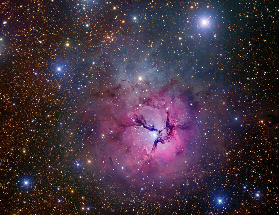 Apod: 2010 July 28 - The Trifid Nebula Is Stars And Dust  Apod Nasa Calendar Kochani