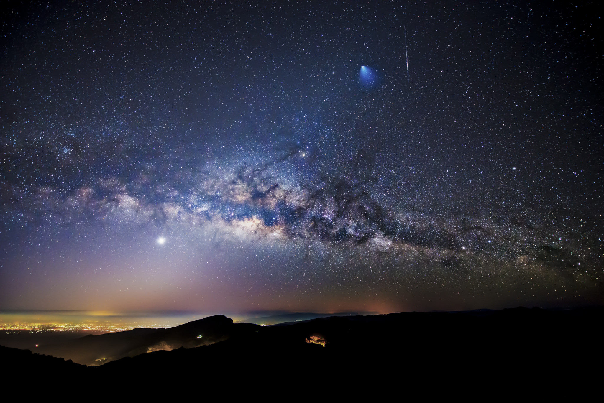 Apod: 2014 February 12 - Rocket, Meteor, And Milky Way  Astronomy Picture Of The Day Pictures