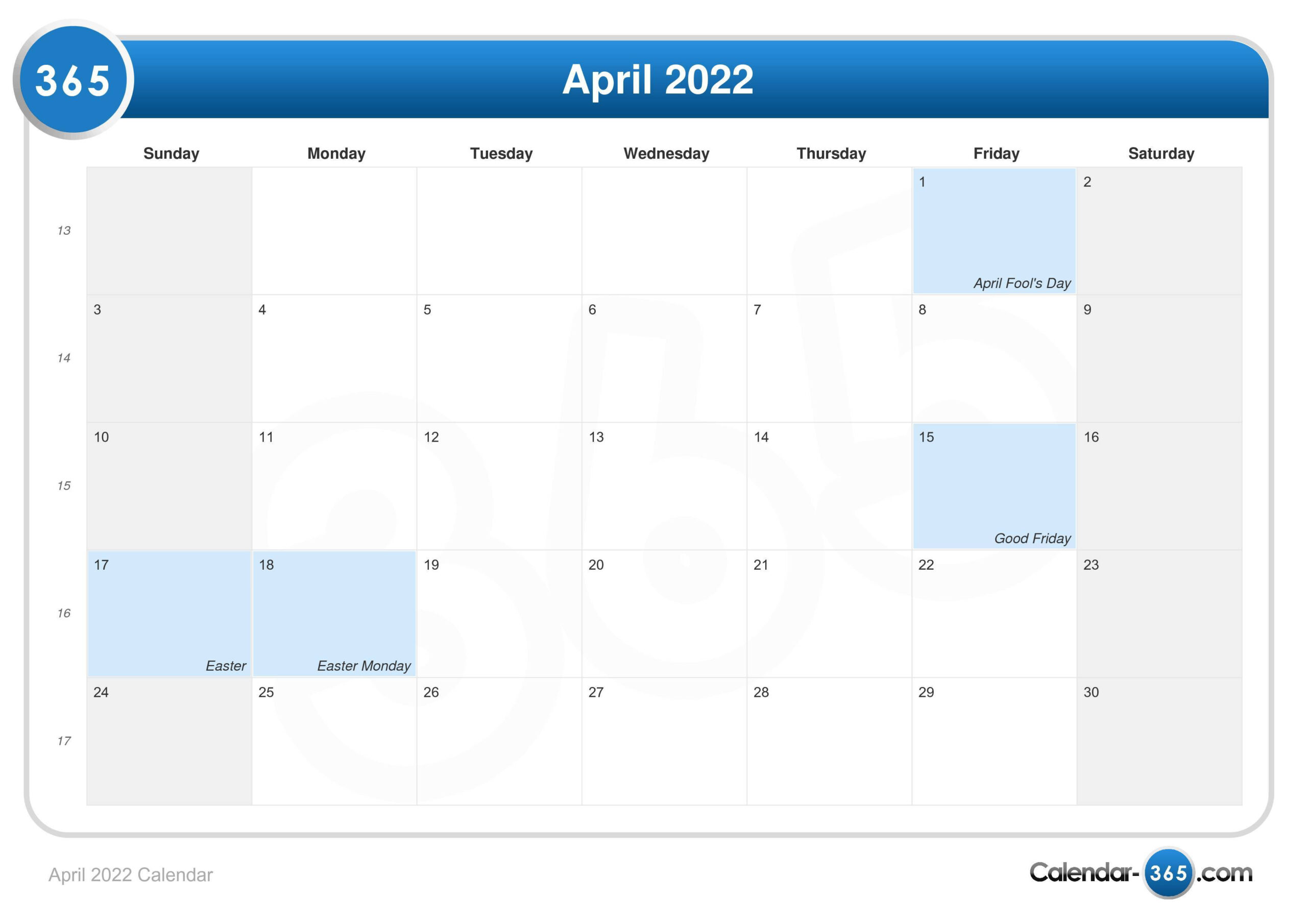April 2022 Calendar  December 2022 To April 2022 Calendar