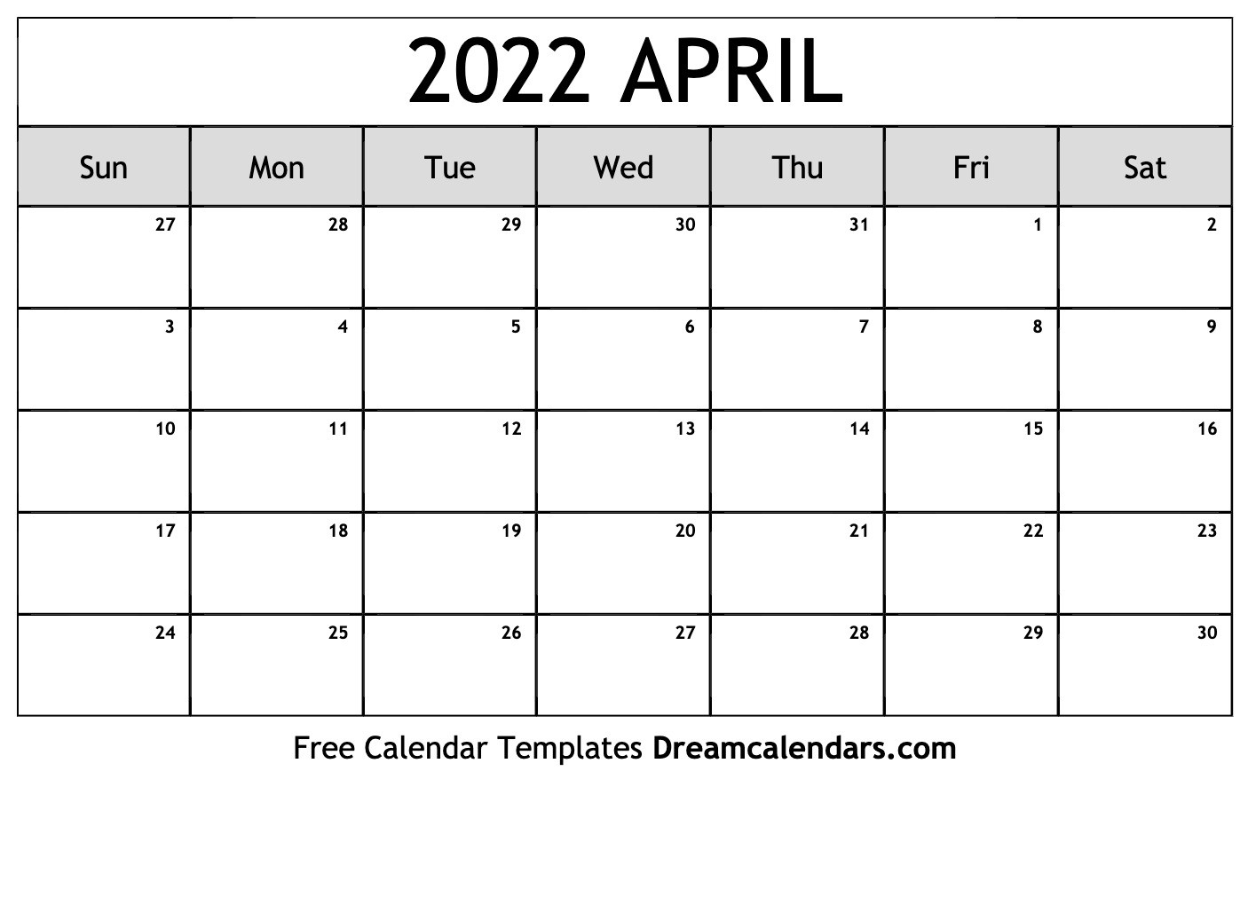 April 2022 Calendar | Free Blank Printable Templates  Lunar Calendar 2022 April