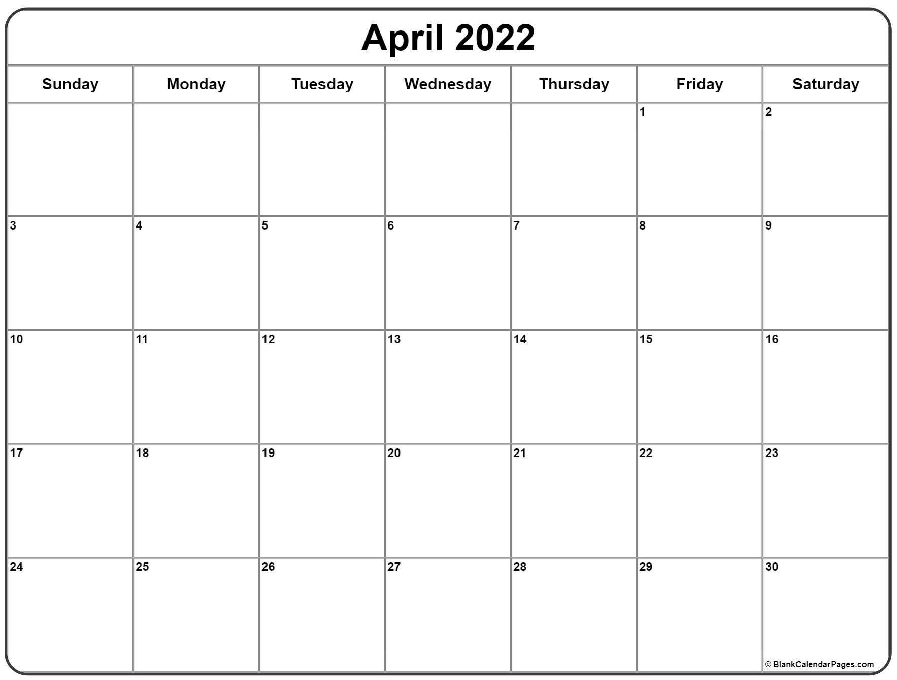 April 2022 Calendar | Free Printable Calendar Templates  2022 Calendar Printable April