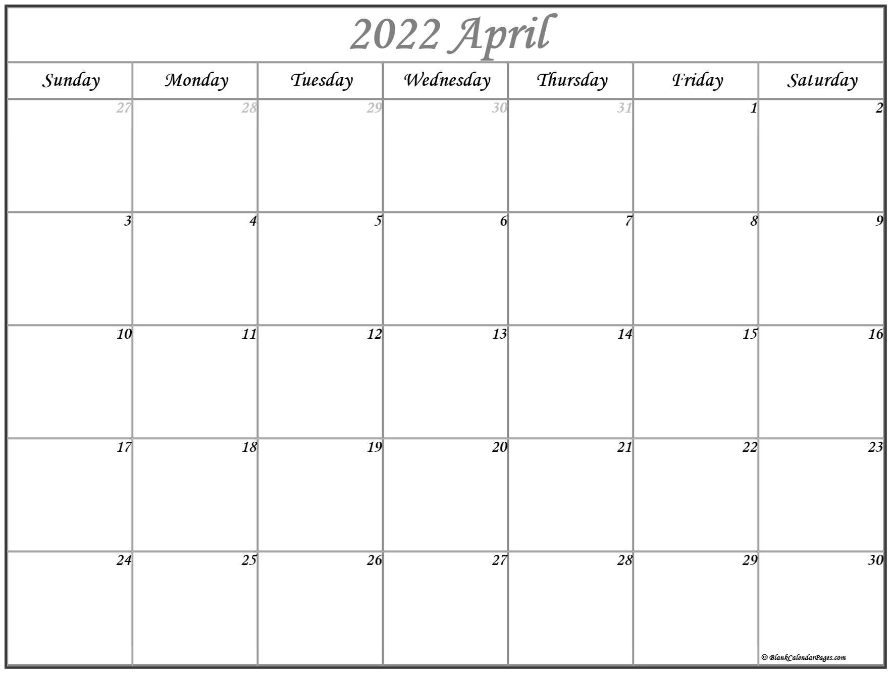 April 2022 Calendar | Free Printable Calendar Templates  Calendar November 2022 To April 2022