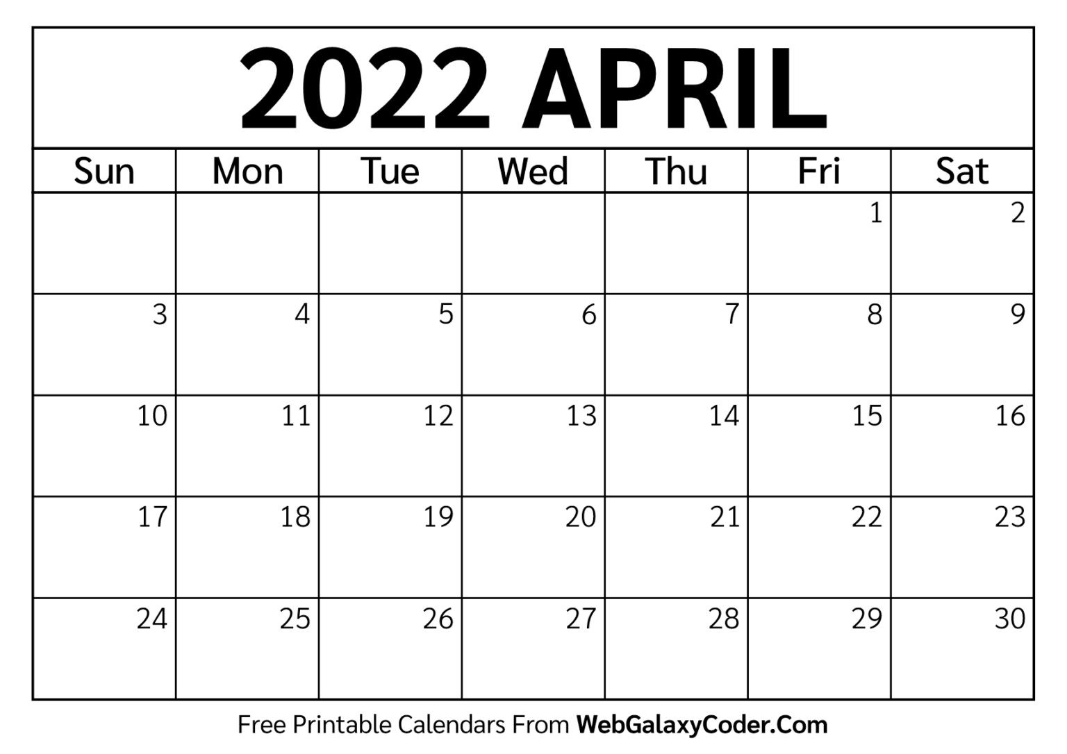 April 2022 Calendar- Printable Format - Print Now  Printable Calendar January To April 2022