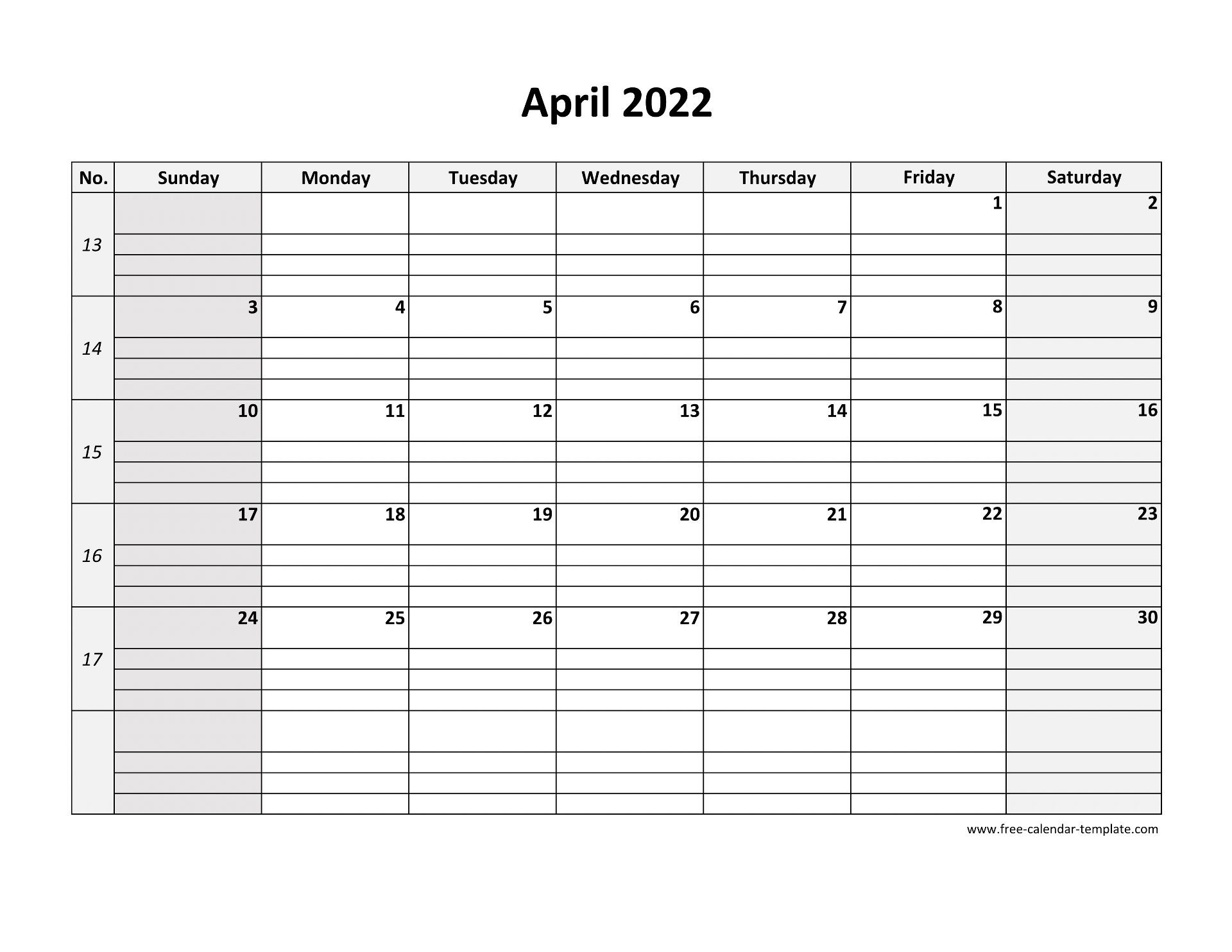 April 2022 Free Calendar Tempplate | Free-Calendar  November 2022 To April 2022 Calendar