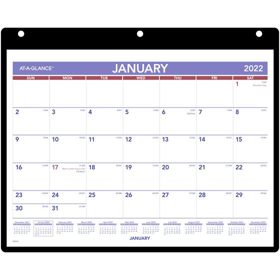 At-A-Glance 2022 Monthly Desk Wall Calendar With Clear  Quarterly Calendar For 2022
