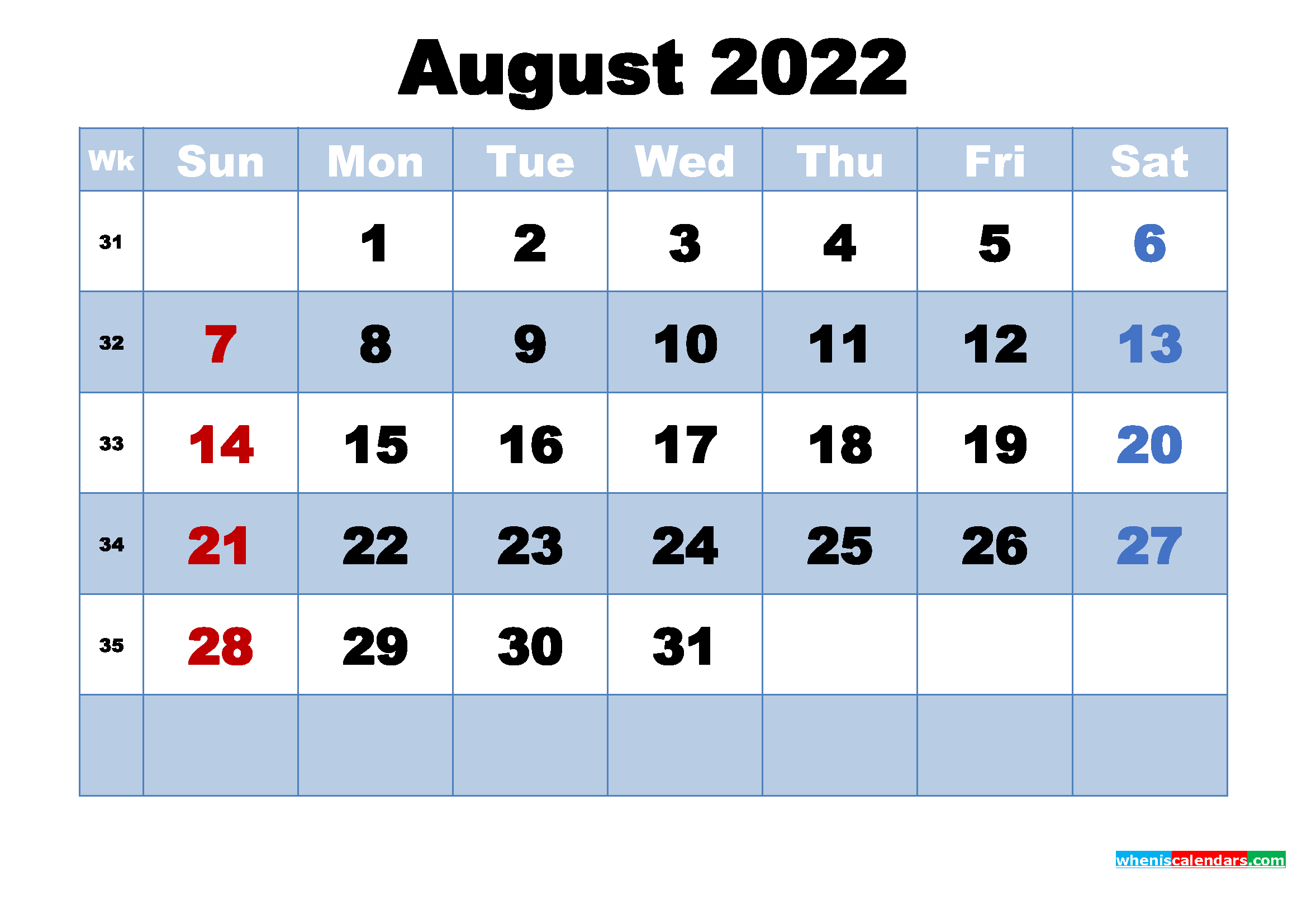 August 2022 Calendar With Holidays Printable  A Calendar For 2022