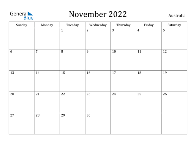 Australia November 2022 Calendar With Holidays  Calendar For October November December 2022 And January 2022