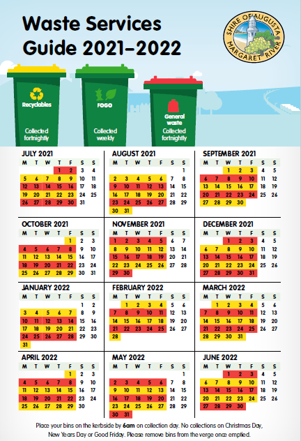 Bin Collection Days And Missed Collections | Shire Of  Recycling Calendar For 2022