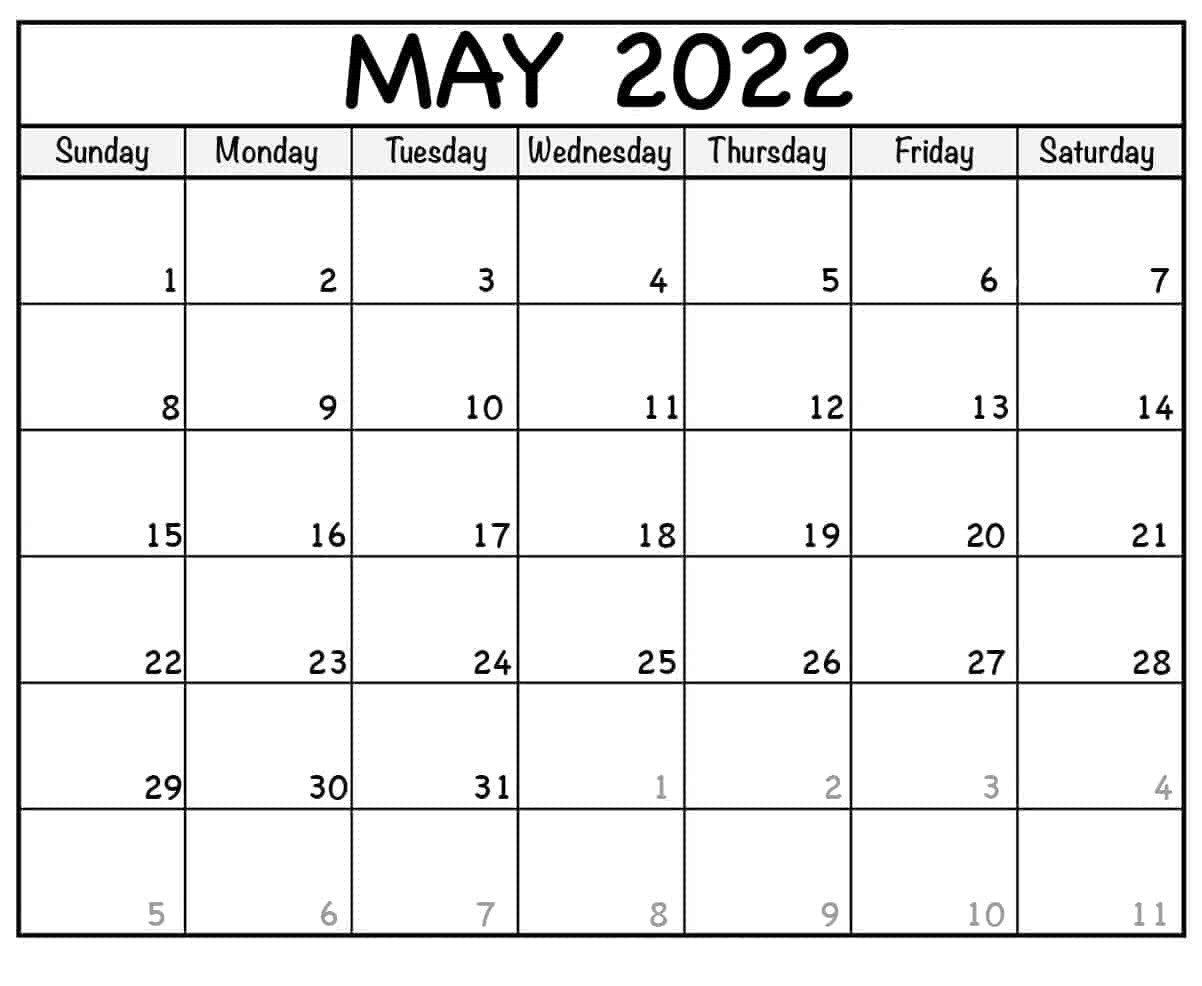 Blank May 2022 Calendar - Printable Calendar Station  Blank October 2022 Calendar Printable