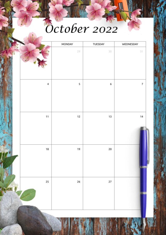 Blank Printable Calendar 2022 Pdf  Quarterly Calendar For 2022