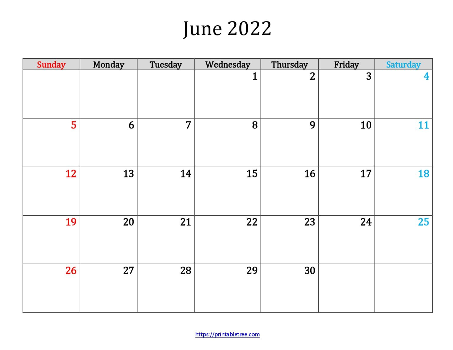 Blank Printable Calendar June 2022 Pdf Templates Download  Free Calendar Template June 2022