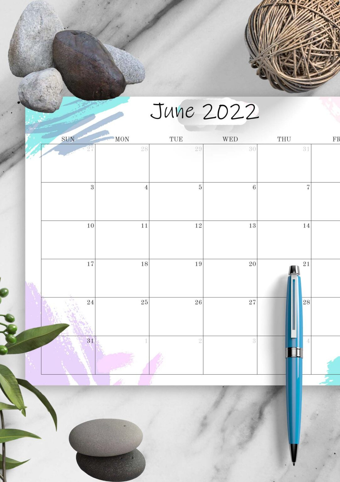 Blank Printable Calendar June 2022 Pdf Templates Download  June Printable Calendar 2022