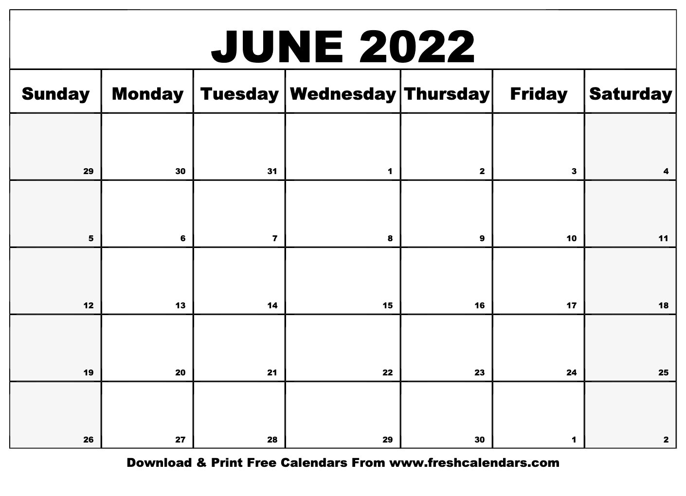 Blank Printable June 2022 Calendars  Printable Calendar 2022 June July August